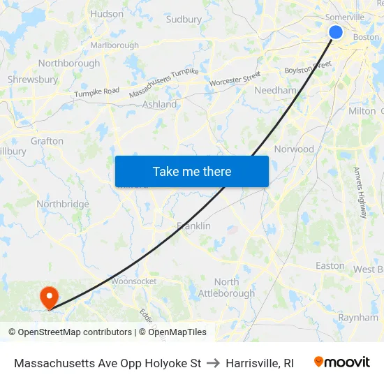 Massachusetts Ave Opp Holyoke St to Harrisville, RI map