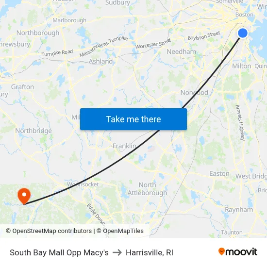 South Bay Mall Opp Macy's to Harrisville, RI map