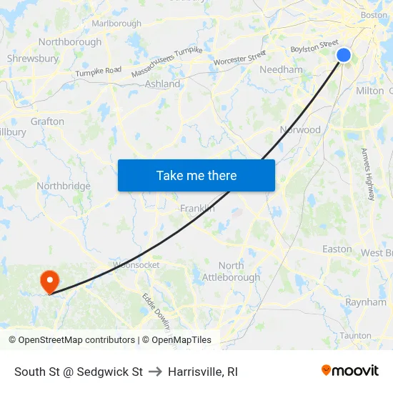 South St @ Sedgwick St to Harrisville, RI map