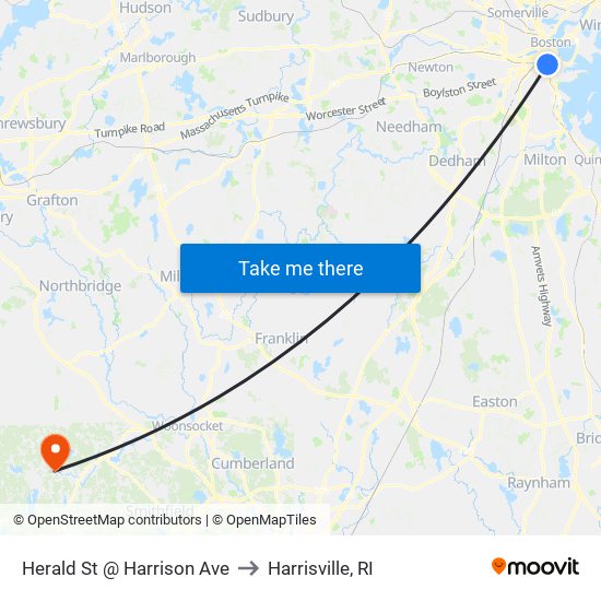 Herald St @ Harrison Ave to Harrisville, RI map