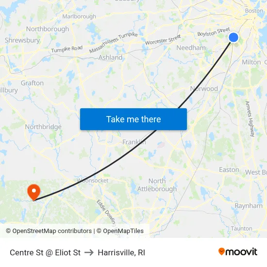 Centre St @ Eliot St to Harrisville, RI map