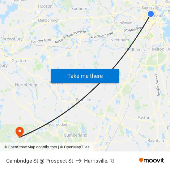 Cambridge St @ Prospect St to Harrisville, RI map