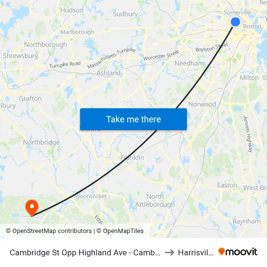 Cambridge St Opp Highland Ave - Cambridge Hospital to Harrisville, RI map