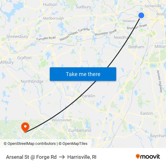 Arsenal St @ Forge Rd to Harrisville, RI map