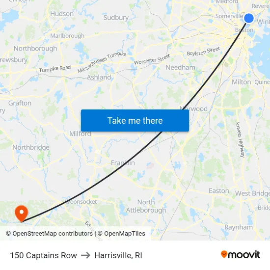 150 Captains Row to Harrisville, RI map