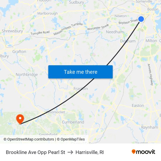 Brookline Ave Opp Pearl St to Harrisville, RI map