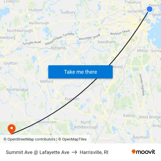 Summit Ave @ Lafayette Ave to Harrisville, RI map