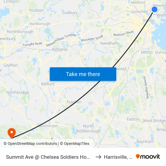 Summit Ave @ Chelsea Soldiers Home to Harrisville, RI map