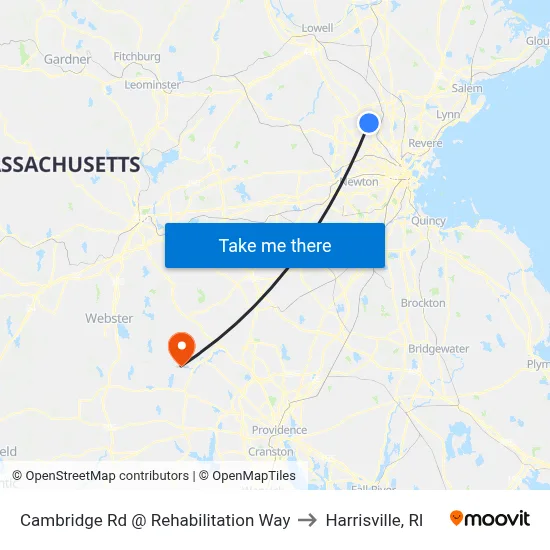 Cambridge Rd @ Rehabilitation Way to Harrisville, RI map