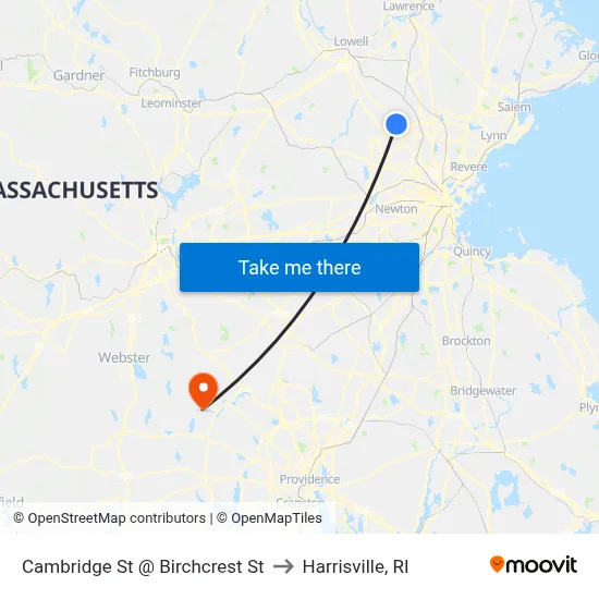 Cambridge St @ Birchcrest St to Harrisville, RI map