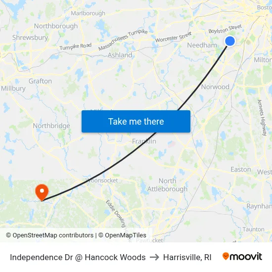 Independence Dr @ Hancock Woods to Harrisville, RI map
