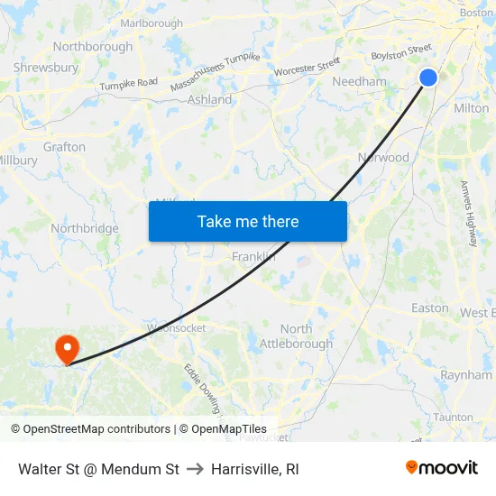 Walter St @ Mendum St to Harrisville, RI map