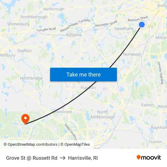 Grove St @ Russett Rd to Harrisville, RI map