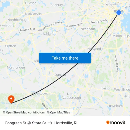 Congress St @ State St to Harrisville, RI map