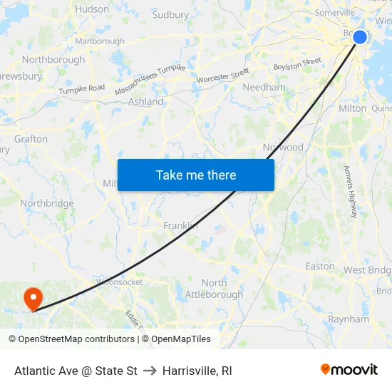 Atlantic Ave @ State St to Harrisville, RI map