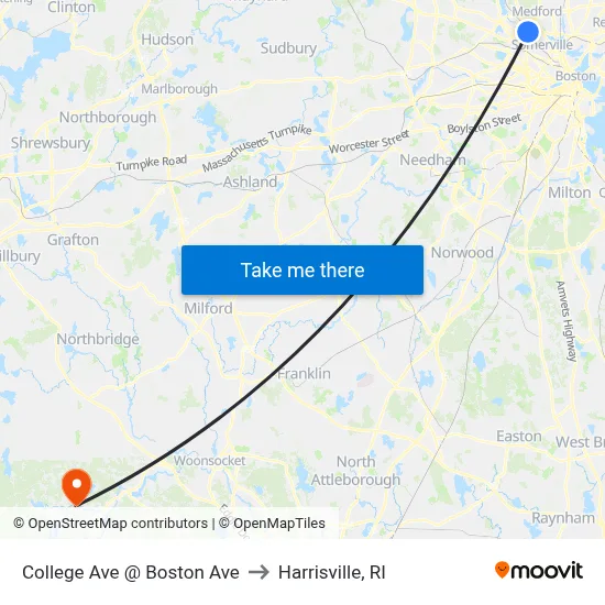 College Ave @ Boston Ave to Harrisville, RI map