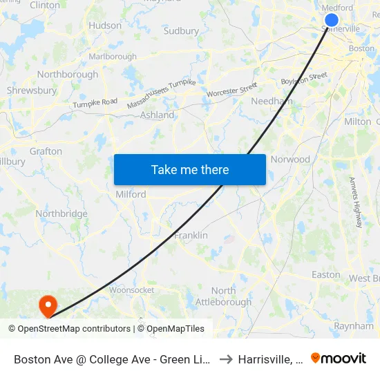 Boston Ave @ College Ave - Green Line to Harrisville, RI map