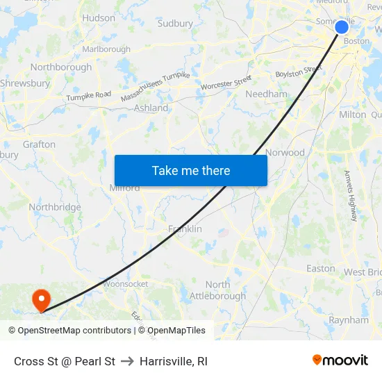 Cross St @ Pearl St to Harrisville, RI map