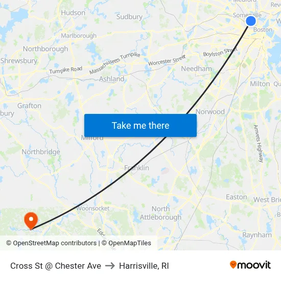 Cross St @ Chester Ave to Harrisville, RI map