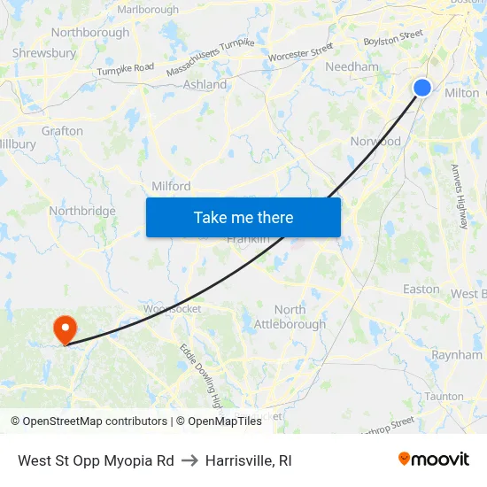 West St Opp Myopia Rd to Harrisville, RI map