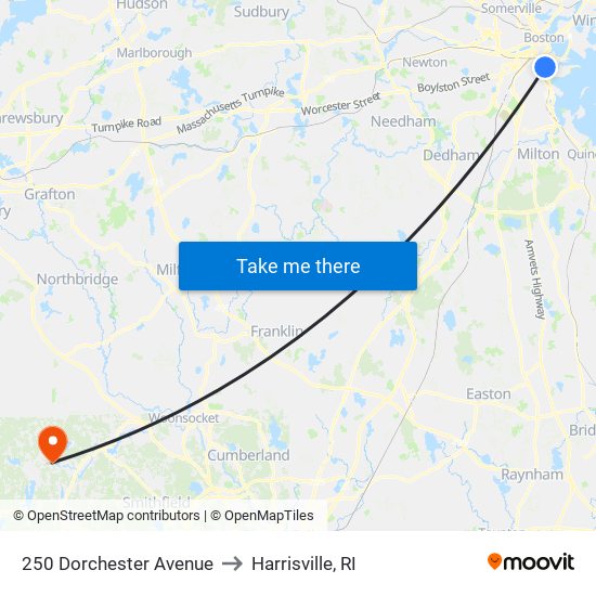 250 Dorchester Avenue to Harrisville, RI map