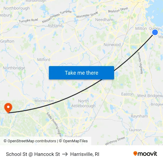 School St @ Hancock St to Harrisville, RI map