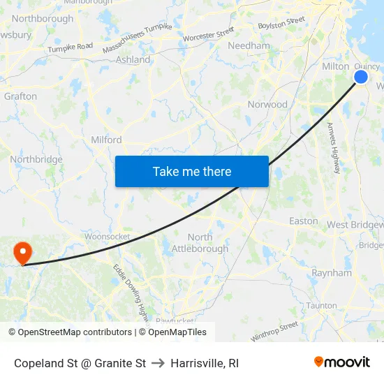 Copeland St @ Granite St to Harrisville, RI map