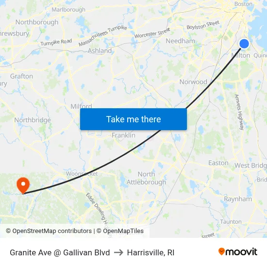 Granite Ave @ Gallivan Blvd to Harrisville, RI map