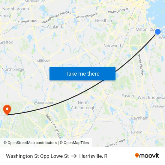 Washington St Opp Lowe St to Harrisville, RI map
