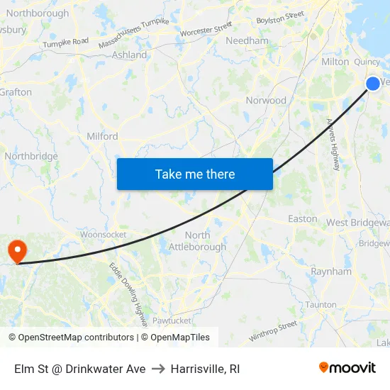 Elm St @ Drinkwater Ave to Harrisville, RI map