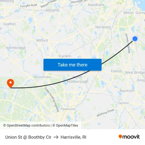 Union St @ Boothby Cir to Harrisville, RI map
