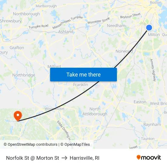 Norfolk St @ Morton St to Harrisville, RI map