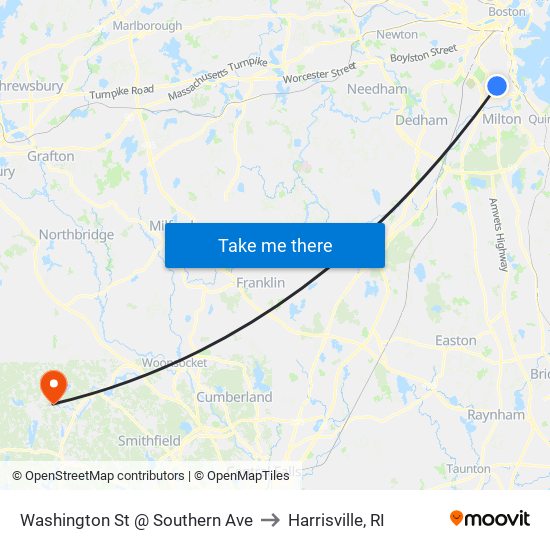 Washington St @ Southern Ave to Harrisville, RI map