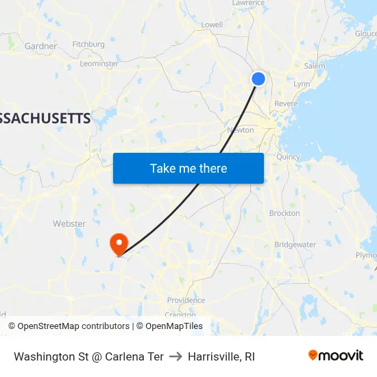 Washington St @ Carlena Ter to Harrisville, RI map