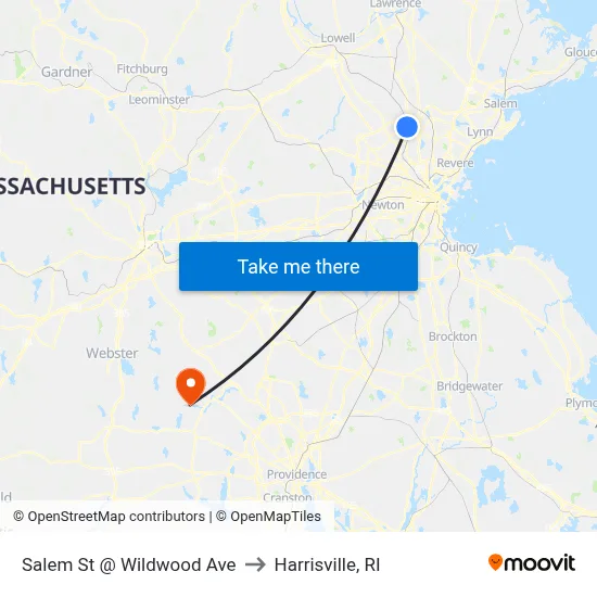 Salem St @ Wildwood Ave to Harrisville, RI map