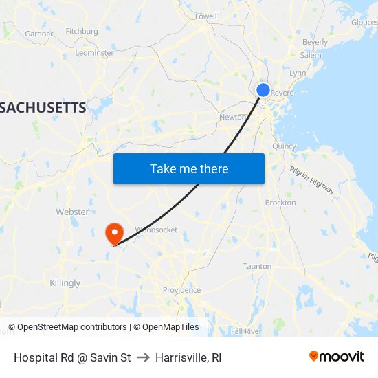 Hospital Rd @ Savin St to Harrisville, RI map