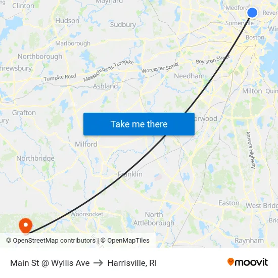 Main St @ Wyllis Ave to Harrisville, RI map