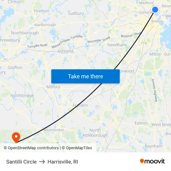 Santilli Circle to Harrisville, RI map