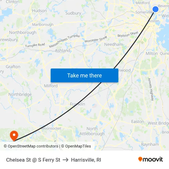 Chelsea St @ S Ferry St to Harrisville, RI map
