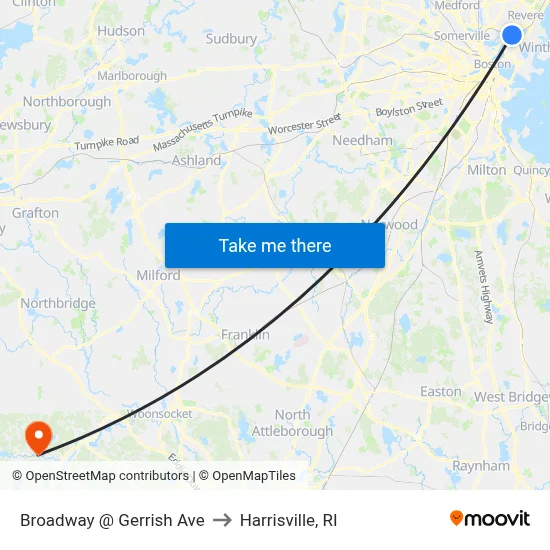 Broadway @ Gerrish Ave to Harrisville, RI map