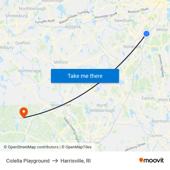 Colella Playground to Harrisville, RI map