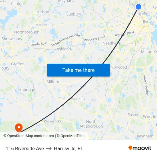 116 Riverside Ave to Harrisville, RI map