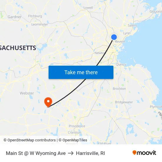 Main St @ W Wyoming Ave to Harrisville, RI map