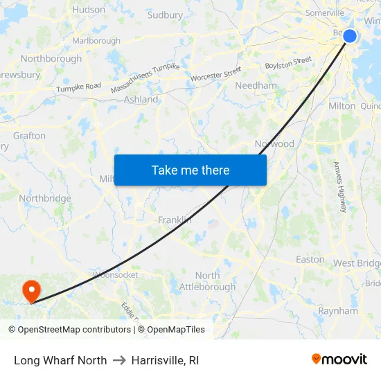 Long Wharf North to Harrisville, RI map