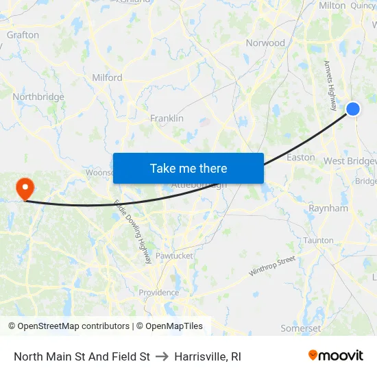 North Main St And Field St to Harrisville, RI map