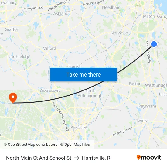 North Main St And School St to Harrisville, RI map