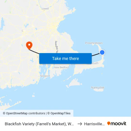 Blackfish Variety (Farrell's Market), Wellfleet to Harrisville, RI map