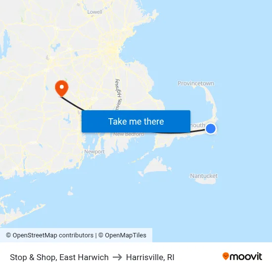 Stop & Shop, East Harwich to Harrisville, RI map