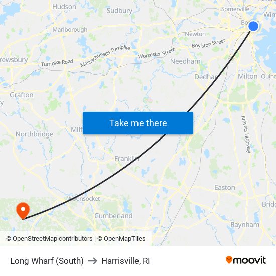 Long Wharf (South) to Harrisville, RI map