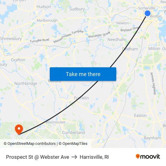 Prospect St @ Webster Ave to Harrisville, RI map